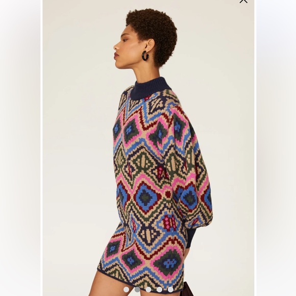 NWT Farm Rio Rauti Puff Sleeve Sweater Dress - Picture 3 of 7
